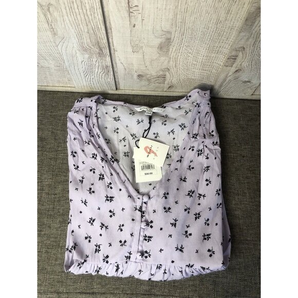 The Nines by Hatch Purple Lilac Floral Crepe Maternity Blouse Shirt Size Medium - Picture 3 of 5